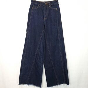 Wide leg blue jeans high waisted